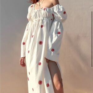 Free People Emory Embroidered Midi Dress Color: Ivory Combo NWT size:M